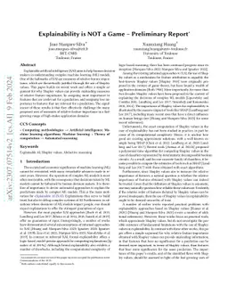 Explainability is NOT a Game