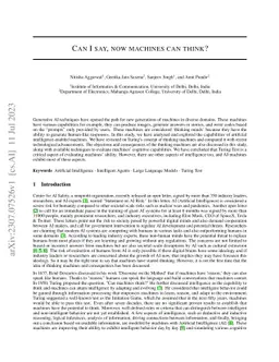 Can I say, now machines can think?