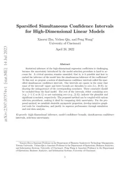 Sparsified Simultaneous Confidence Intervals for High-Dimensional Linear Models