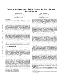 QontSum: On Contrasting Salient Content for Query-focused Summarization