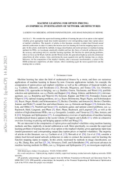 Machine learning for option pricing: an empirical investigation of network architectures