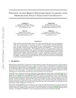Efficient Action Robust Reinforcement Learning with Probabilistic Policy
  Execution Uncertainty