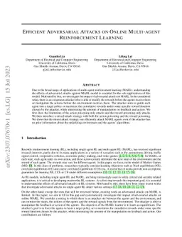 Efficient Adversarial Attacks on Online Multi-agent Reinforcement
  Learning