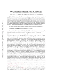 Reducing operator complexity in Algebraic Multigrid with Machine
  Learning Approaches