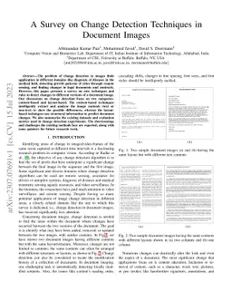 A Survey on Change Detection Techniques in Document Images