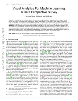 Visual Analytics For Machine Learning: A Data Perspective Survey