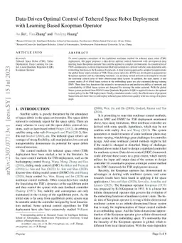 Data-Driven Optimal Control of Tethered Space Robot Deployment with
  Learning Based Koopman Operator