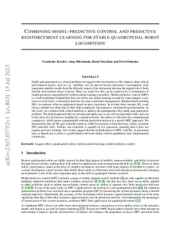 Combining model-predictive control and predictive reinforcement learning
  for stable quadrupedal robot locomotion