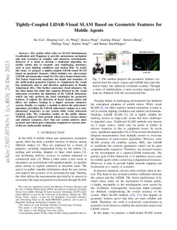 Tightly-Coupled LiDAR-Visual SLAM Based on Geometric Features for Mobile
  Agents