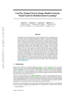 Can Pre-Trained Text-to-Image Models Generate Visual Goals for
  Reinforcement Learning?