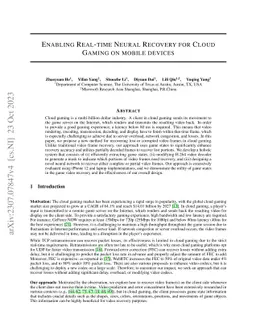 Enabling Real-time Neural Recovery for Cloud Gaming on Mobile Devices