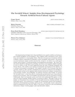 The SocialAI School: Insights from Developmental Psychology Towards
  Artificial Socio-Cultural Agents