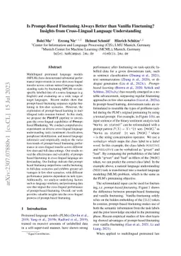 Is Prompt-Based Finetuning Always Better than Vanilla Finetuning?
  Insights from Cross-Lingual Language Understanding