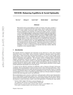 MESOB: Balancing Equilibria & Social Optimality
