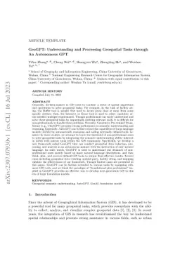 GeoGPT: Understanding and Processing Geospatial Tasks through An
  Autonomous GPT