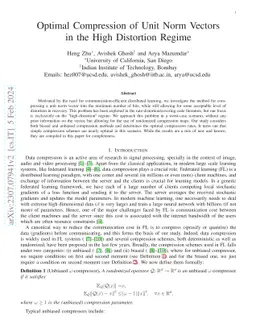 Optimal Compression of Unit Norm Vectors in the High Distortion Regime