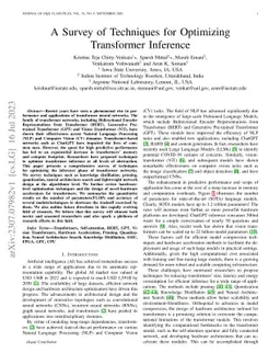 A Survey of Techniques for Optimizing Transformer Inference