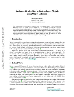 Analysing Gender Bias in Text-to-Image Models using Object Detection