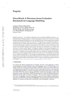 Disco-Bench: A Discourse-Aware Evaluation Benchmark for Language
  Modelling