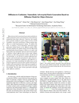 Diffusion to Confusion: Naturalistic Adversarial Patch Generation Based
  on Diffusion Model for Object Detector