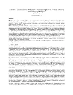 Automatic Identification of Alzheimer's Disease using Lexical Features
  extracted from Language Samples