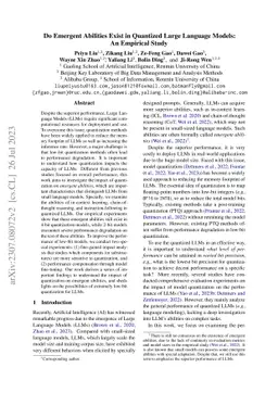 Do Emergent Abilities Exist in Quantized Large Language Models: An
  Empirical Study