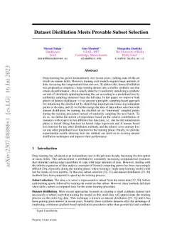 Dataset Distillation Meets Provable Subset Selection