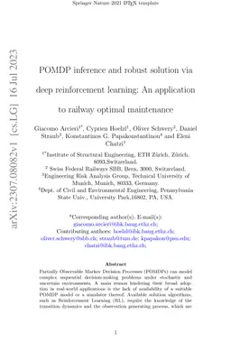 POMDP inference and robust solution via deep reinforcement learning: An
  application to railway optimal maintenance