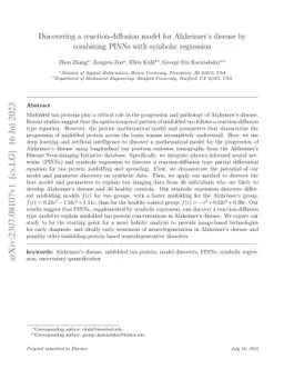 Discovering a reaction-diffusion model for Alzheimer's disease by
  combining PINNs with symbolic regression