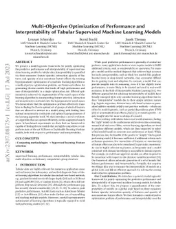 Multi-Objective Optimization of Performance and Interpretability of
  Tabular Supervised Machine Learning Models