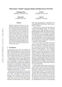 Mini-Giants: "Small" Language Models and Open Source Win-Win