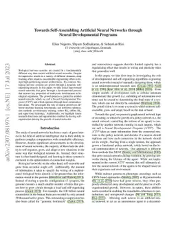 Towards Self-Assembling Artificial Neural Networks through Neural
  Developmental Programs