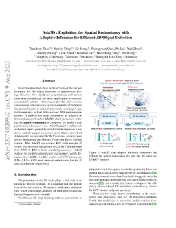 Ada3D : Exploiting the Spatial Redundancy with Adaptive Inference for
  Efficient 3D Object Detection