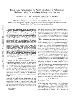 Image-based Regularization for Action Smoothness in Autonomous Miniature
  Racing Car with Deep Reinforcement Learning
