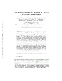Liver Tumor Screening and Diagnosis in CT with Pixel-Lesion-Patient
  Network