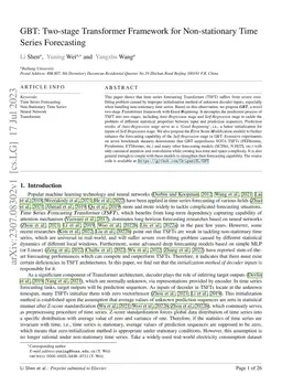 GBT: Two-stage transformer framework for non-stationary time series
  forecasting