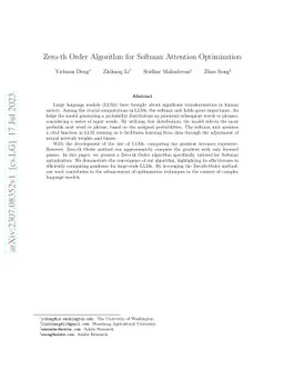 Zero-th Order Algorithm for Softmax Attention Optimization