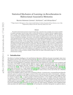 Statistical Mechanics of Learning via Reverberation in Bidirectional
  Associative Memories