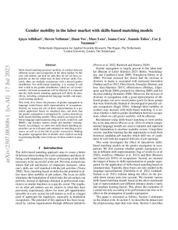 Gender mobility in the labor market with skills-based matching models