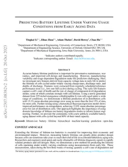 Predicting Battery Lifetime Under Varying Usage Conditions from Early
  Aging Data