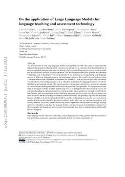 On the application of Large Language Models for language teaching and
  assessment technology