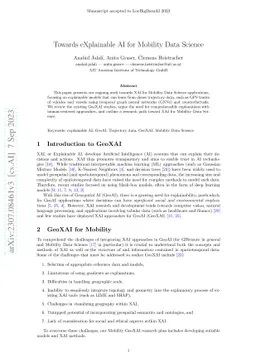Towards eXplainable AI for Mobility Data Science
