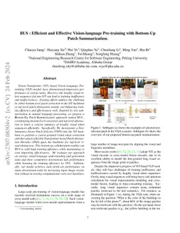 BUS:Efficient and Effective Vision-language Pre-training with Bottom-Up
  Patch Summarization