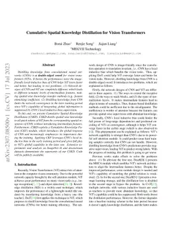 Cumulative Spatial Knowledge Distillation for Vision Transformers
