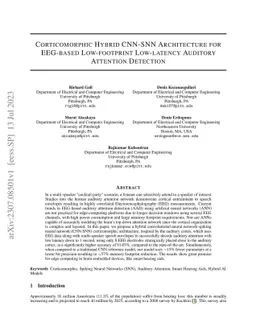 Corticomorphic Hybrid CNN-SNN Architecture for EEG-based Low-footprint
  Low-latency Auditory Attention Detection