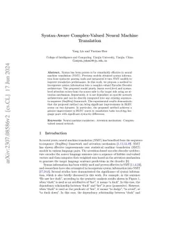 Syntax-Aware Complex-Valued Neural Machine Translation