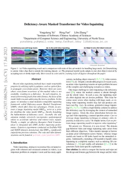 Deficiency-Aware Masked Transformer for Video Inpainting