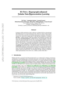 HYTREL: Hypergraph-enhanced Tabular Data Representation Learning