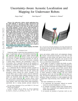 Uncertainty-Aware Acoustic Localization and Mapping for Underwater
  Robots