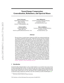 Neural Image Compression: Generalization, Robustness, and Spectral
  Biases
